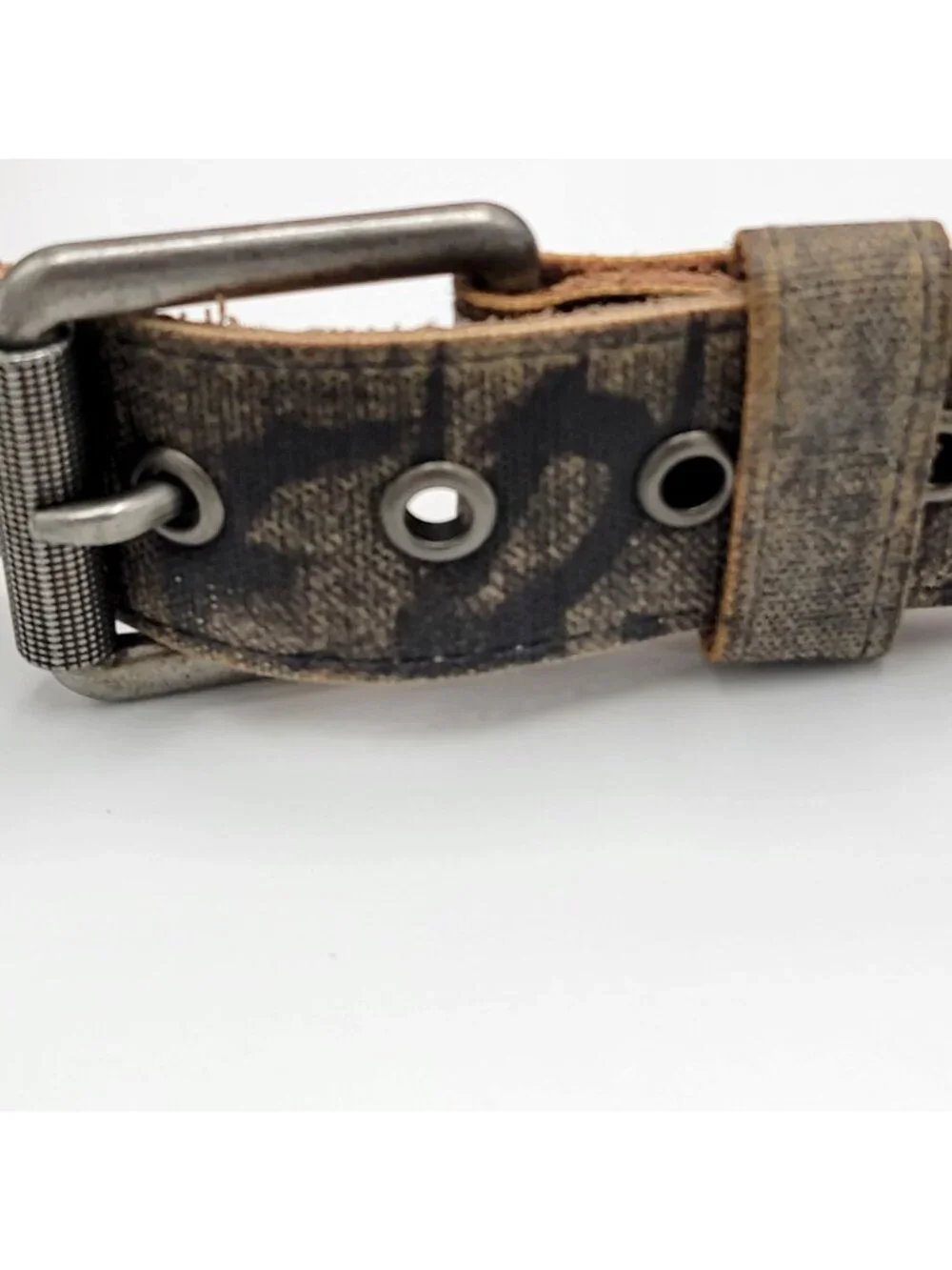 Vtg Y2K Ed Hardy Gothic Handmade Leather Belt with Skull Design & Stud Details S